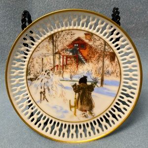 Carl Larsson Winter and The Old Barn Collector Plate